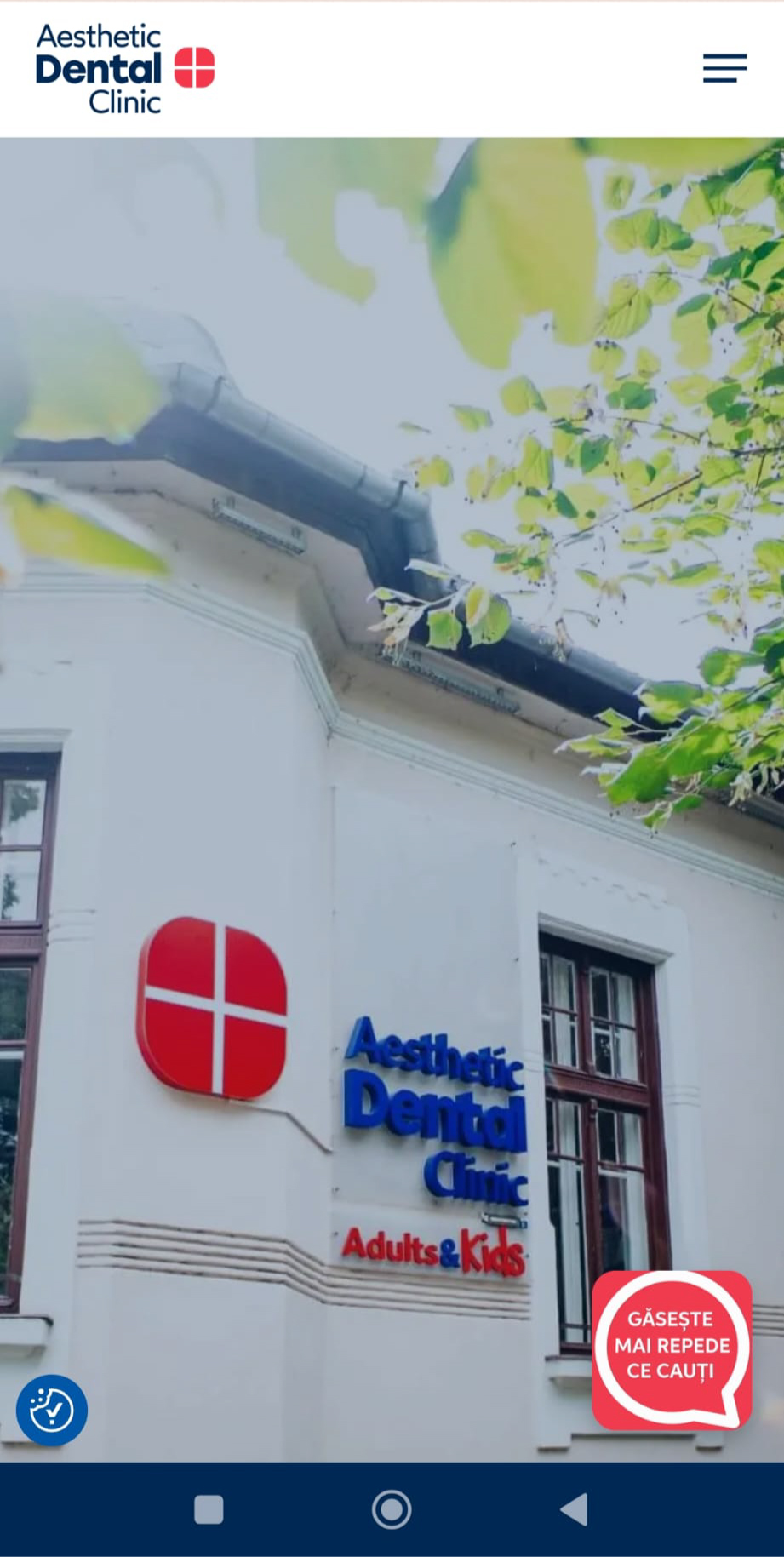 Asistentul conversațional pe site-ul Aesthetic Dental Clinic, versiunea mobil